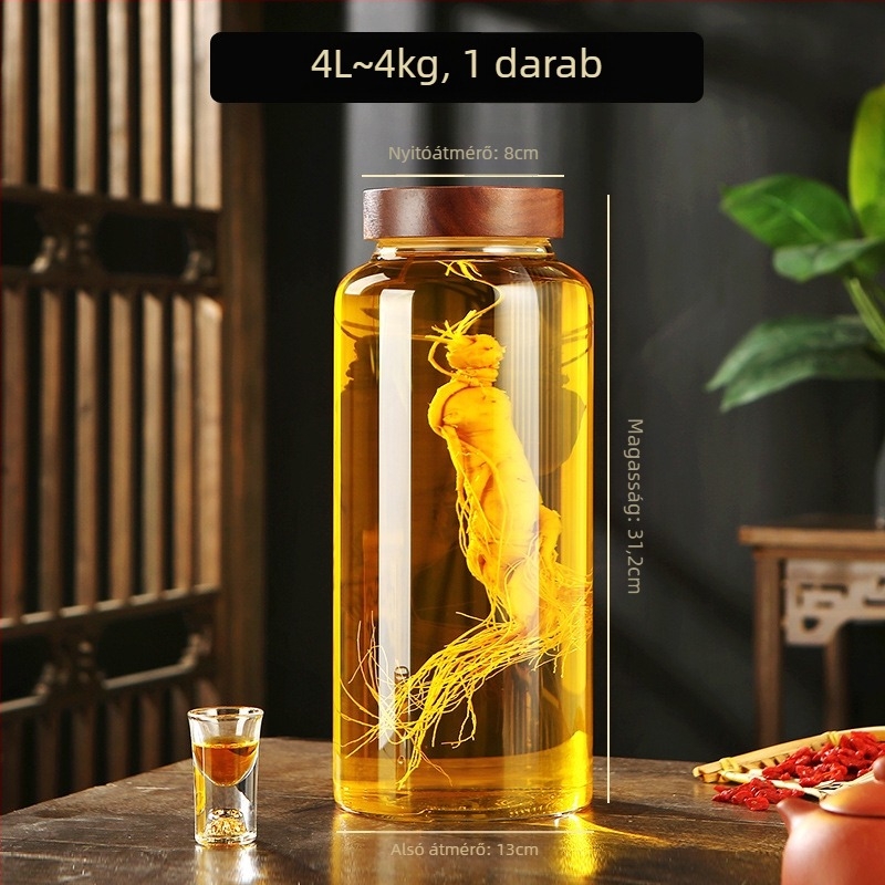 Akácfából készült fedéllel ellátott boroszilikát üveg, zárt otthoni gyümölcsborhoz