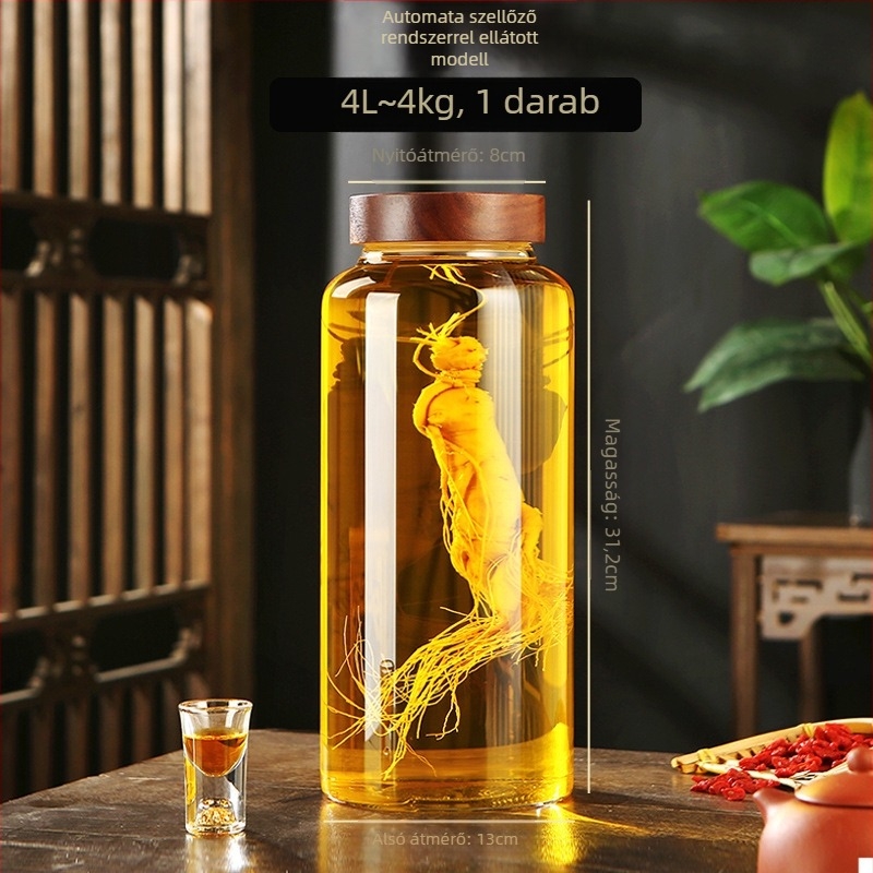 Akácfából készült fedéllel ellátott boroszilikát üveg, zárt otthoni gyümölcsborhoz