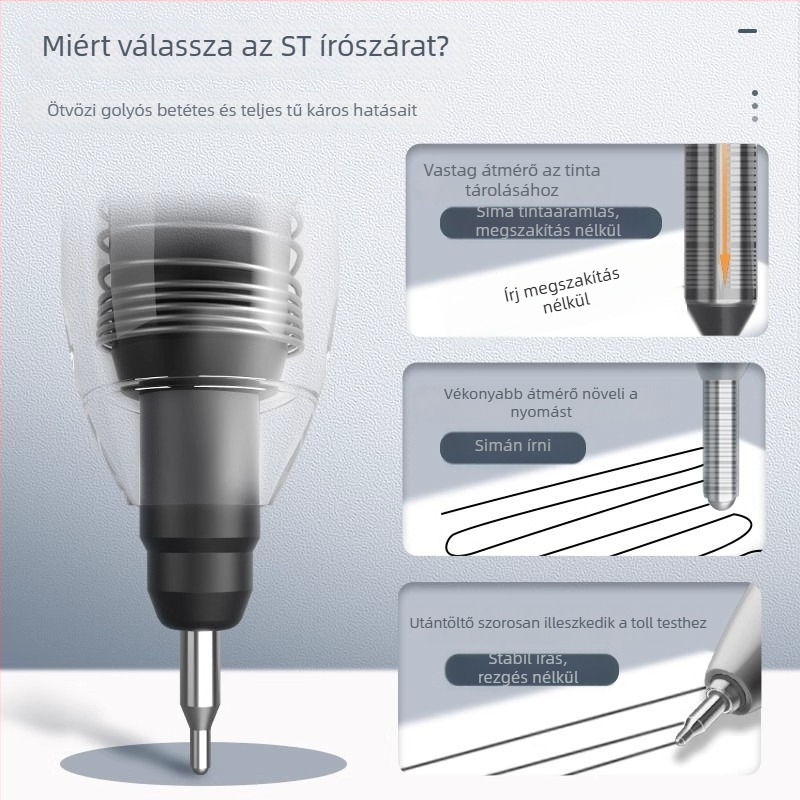 Long-standing 0,5 mm tolltöltő patron kattanó tollhoz, kompatibilis az U9/U17/U20 modellekkel, műanyag, dobozos csomagolás