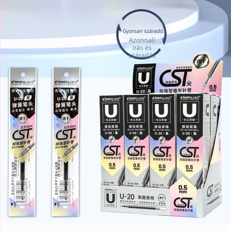 Long-standing 0,5 mm tolltöltő patron kattanó tollhoz, kompatibilis az U9/U17/U20 modellekkel, műanyag, dobozos csomagolás