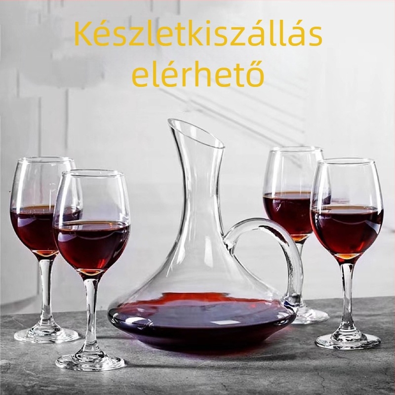 Borospohár dekantáló készlet, világos luxus-stílus és retro, kapacitás 301-400 ml, üveg anyag, testreszabás elérhető, logó nyomtatás