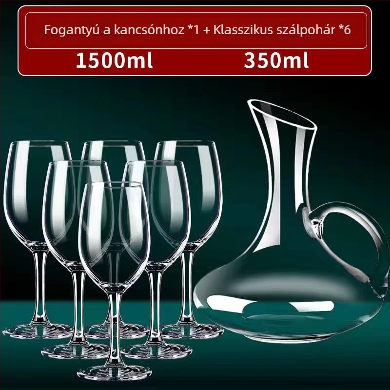 Borospohár dekantáló készlet, világos luxus-stílus és retro, kapacitás 301-400 ml, üveg anyag, testreszabás elérhető, logó nyomtatás