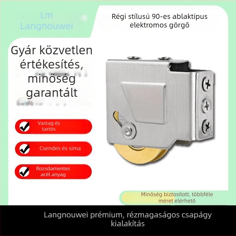 LM-2545 csúszóajtó görgő, Lonoway modell; anyagok: rozsdamentes acél, vas, nylon; gyártás a rajzok szerint; ajtók és ablakokhoz
