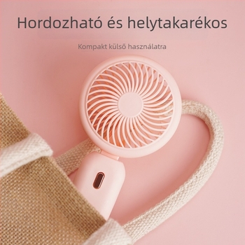Kézben tartható USB-töltéses mini ventilátor 90°-ban összecsukható asztali ventilátor — beépített lítium akkumulátor 300–500 mAh; 5V/5W; zaj 45–50 dB; 3 sebességfokozat