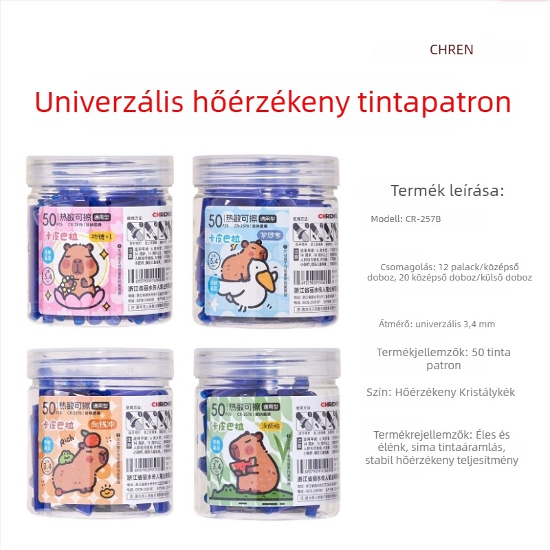 Hőérzékeny tintazsák tollhoz, modell 257/258, műanyag ház, üvegcsomagolás, 30/50 db