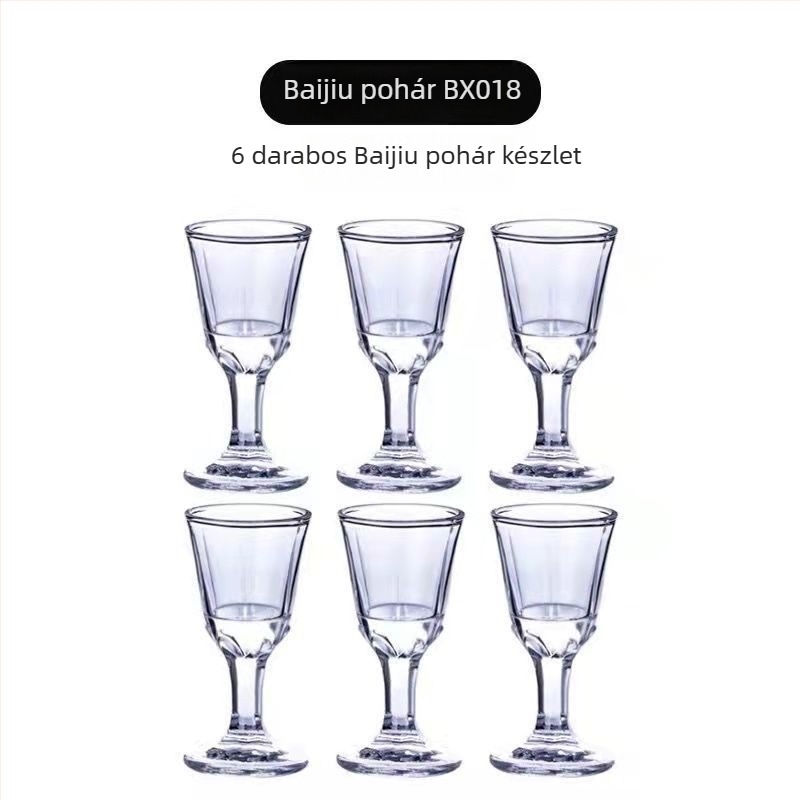 7 részes boros készlet: 6 pohár és osztó, üveg, retro stílus, egyedi logó nyomtatás