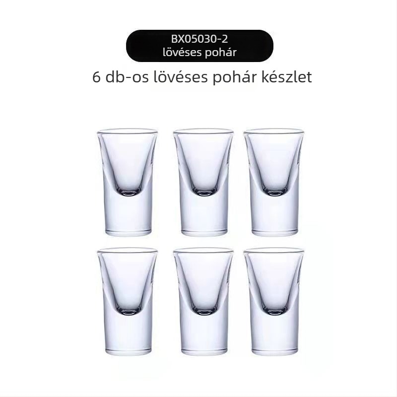 7 részes boros készlet: 6 pohár és osztó, üveg, retro stílus, egyedi logó nyomtatás