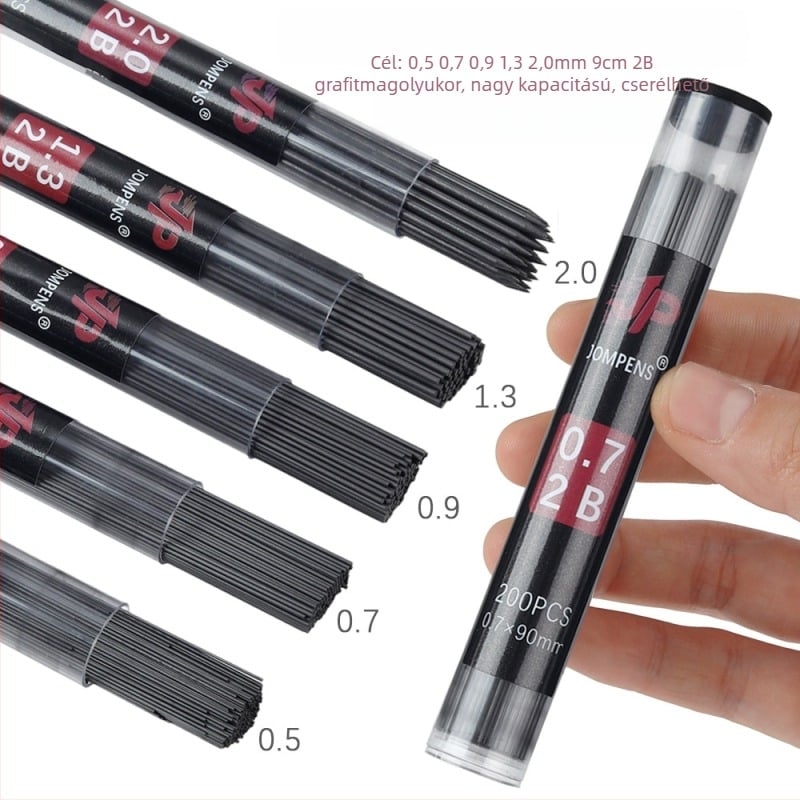 2B grafit töltőrefill mechanikus ceruzához, kerek cső, nagy kapacitás, modell Q3108/Q3109, műanyag