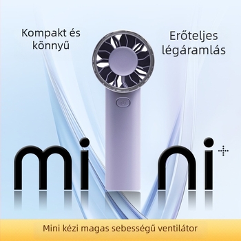 Kézben tartható USB ventilátor, 5 lapáttal, brushless motor, 3 sebességfokozat, beépített 1000–1200 mAh akkumulátor