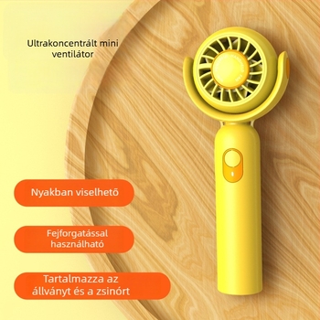 USB-töltésű hordozható turbina ventilátor, nagy sebességű, 156×64×43 mm, 5 lapát, beépített akkumulátor, 3 sebességfokozat, alacsony zaj