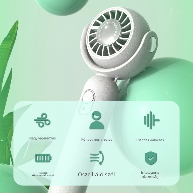 USB-töltésű hordozható turbina ventilátor, nagy sebességű, 156×64×43 mm, 5 lapát, beépített akkumulátor, 3 sebességfokozat, alacsony zaj