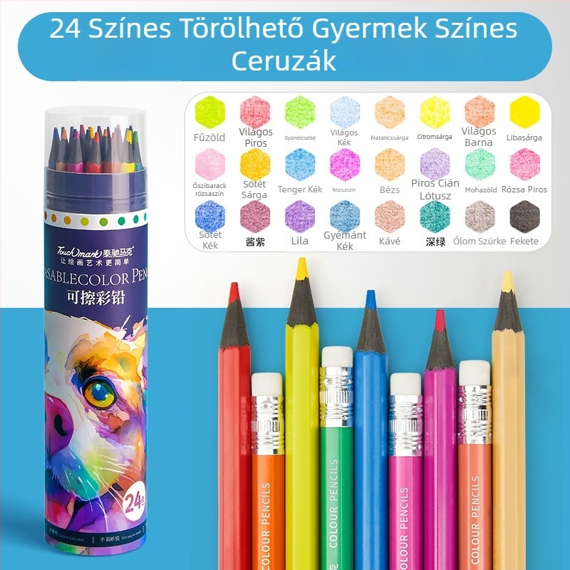 Vízoldható színes ceruzák gyerekeknek - Művészeti készlet általános iskolások számára, fa ceruzák