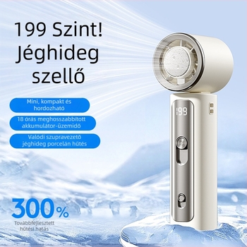 2026-os új modell – jég hűtésű kézi ventilátor, mini, hordozható USB töltés, csendes, félvezetős technológia, 199 sebességfokozat