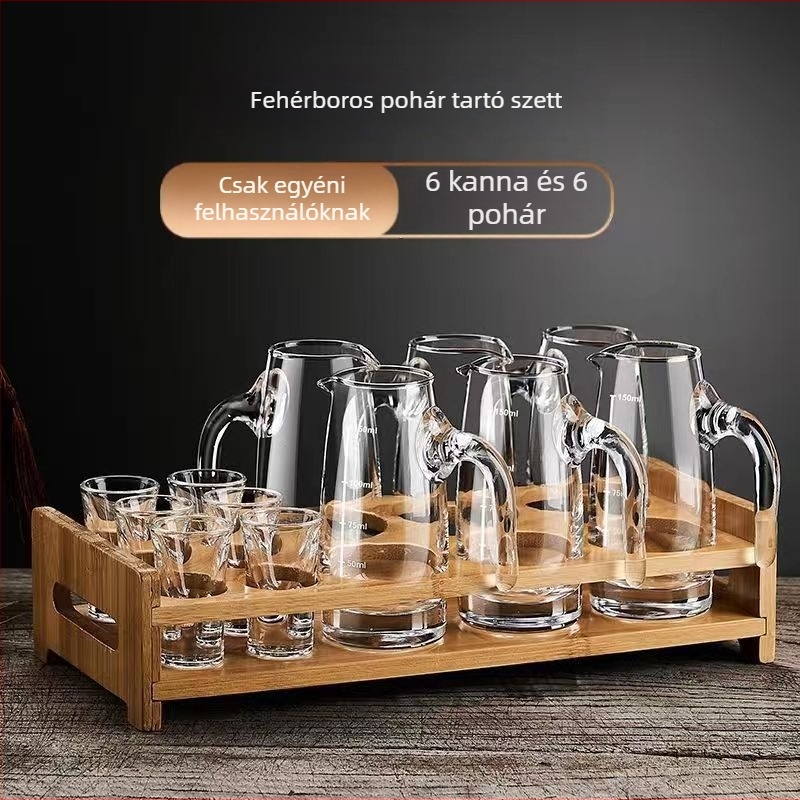 Jingnoya Likőr adagoló pohárkészlet – Üvegboros poharak, 6–10 darab, Egyszerű stílus, Nyomtatott logó