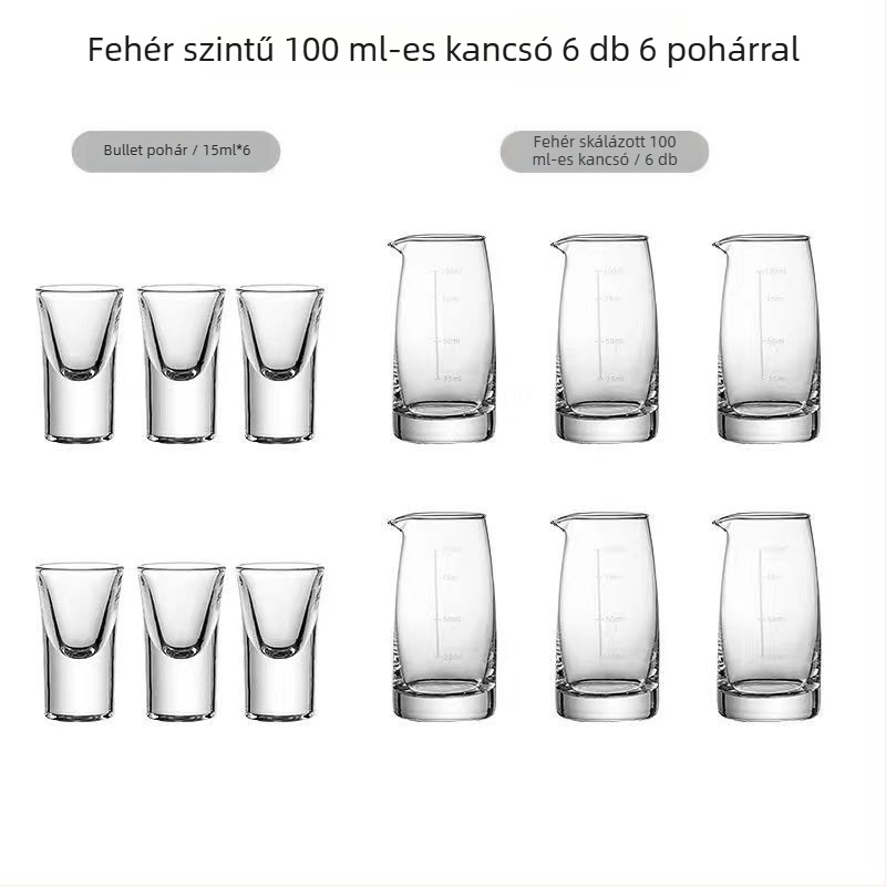 Jingnoya Likőr adagoló pohárkészlet – Üvegboros poharak, 6–10 darab, Egyszerű stílus, Nyomtatott logó