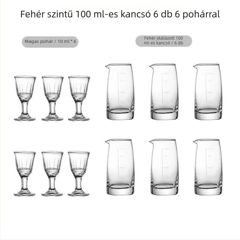 Jingnoya Likőr adagoló pohárkészlet – Üvegboros poharak, 6–10 darab, Egyszerű stílus, Nyomtatott logó