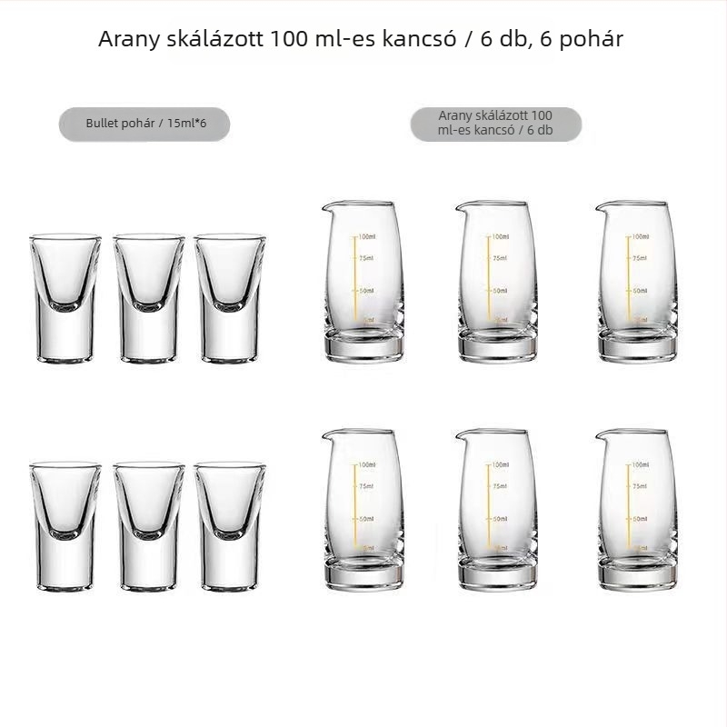 Jingnoya Likőr adagoló pohárkészlet – Üvegboros poharak, 6–10 darab, Egyszerű stílus, Nyomtatott logó