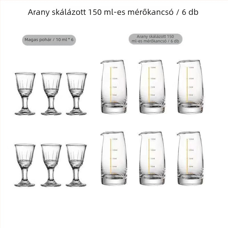 Jingnoya Likőr adagoló pohárkészlet – Üvegboros poharak, 6–10 darab, Egyszerű stílus, Nyomtatott logó