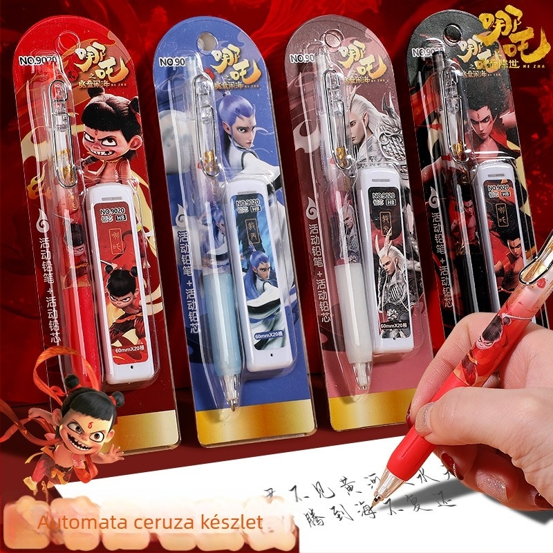 HB grafitű automata ceruza készlet fa héjjal