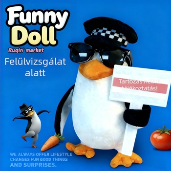Pingvin plüss - Absztrakt Design, Magas minőségű plüss, Töltet PP pamut, 7–14 éveseknek, Uniszex