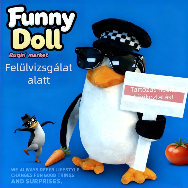 Pingvin plüss - Absztrakt Design, Magas minőségű plüss, Töltet PP pamut, 7–14 éveseknek, Uniszex