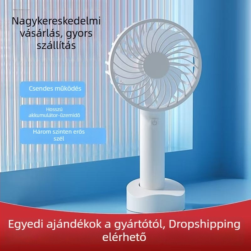 Kisméretű USB-s hordozható ventilátor, csendes működés, 3 sebesség, 500–800 mAh akkumulátor