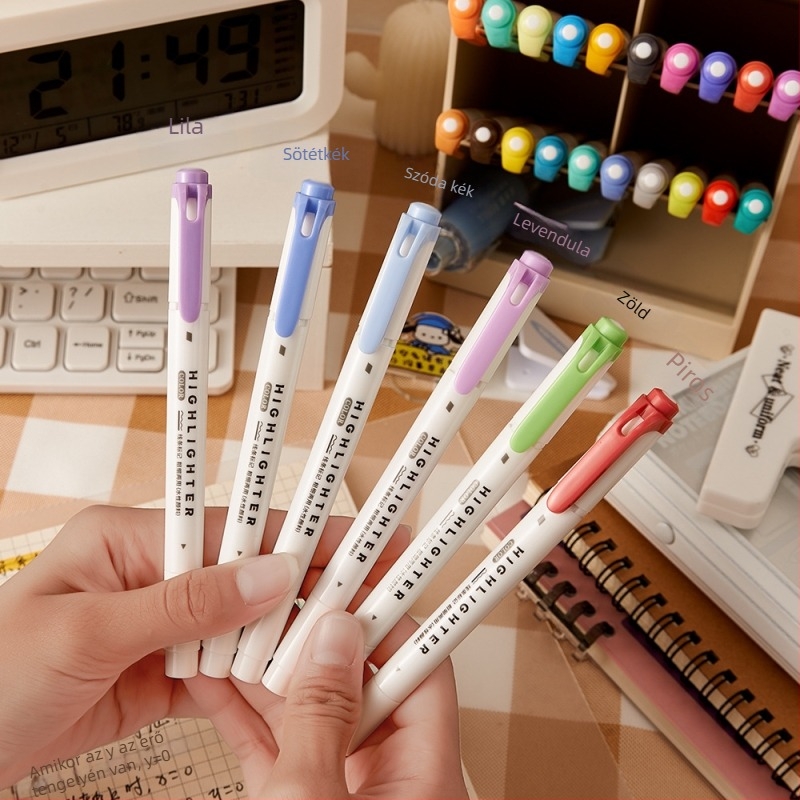35 színű zebra-stílusú kettős végű kiemelő tollak, szemkímélőek, kiemeléshez, jegyzeteléshez és naplóíráshoz