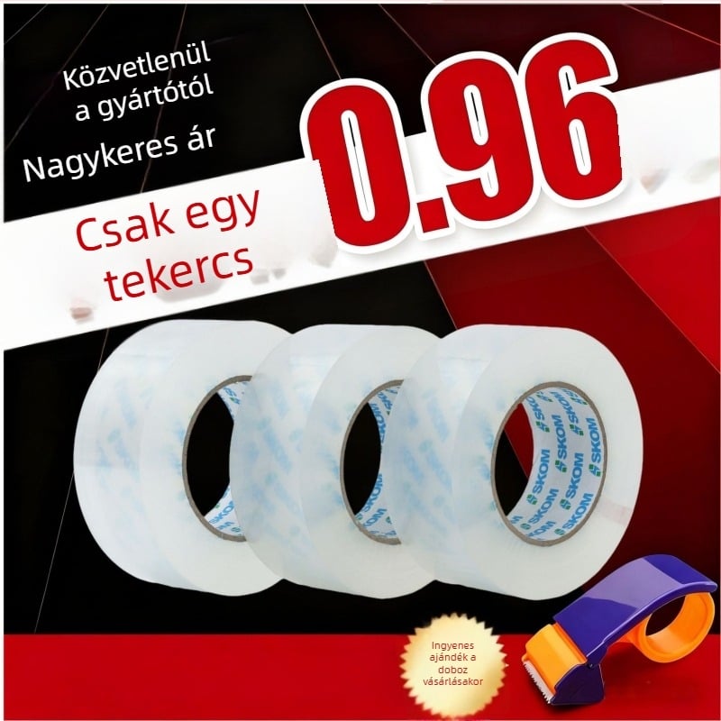 Bairide BOPP csomagoló szalag, film 52 μm, nyomásérzékeny ragasztó, vízálló, hőállóság 60°C