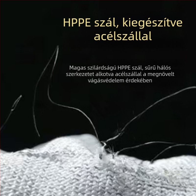 HPPE és acélhuzalból készült vágásálló kesztyű érintőképernyő-kompatibilitással — kopásálló, nagy szilárdságú, üvegipar, feldolgozás, építőipar
