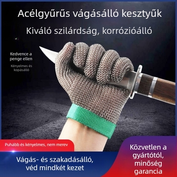 Vágásbiztos kesztyű acéldrót-megerősítéssel, vastított kivitel, nehéz ipari használatra