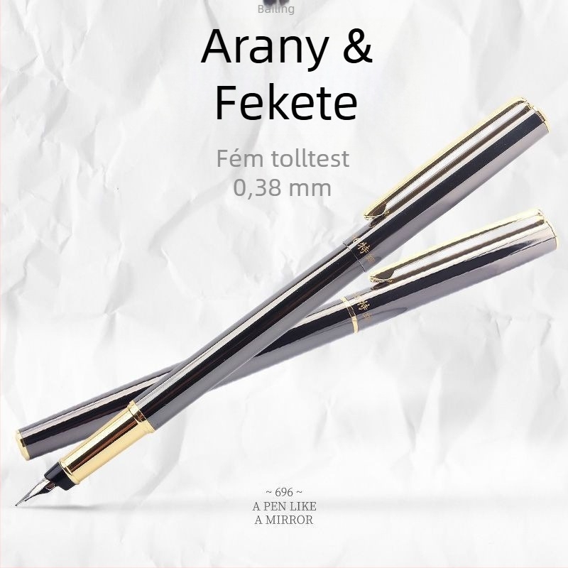 Fém töltőtoll retro dizájnnal, cserélhető tintazsák, finom hegy, irídium arany tollhegy