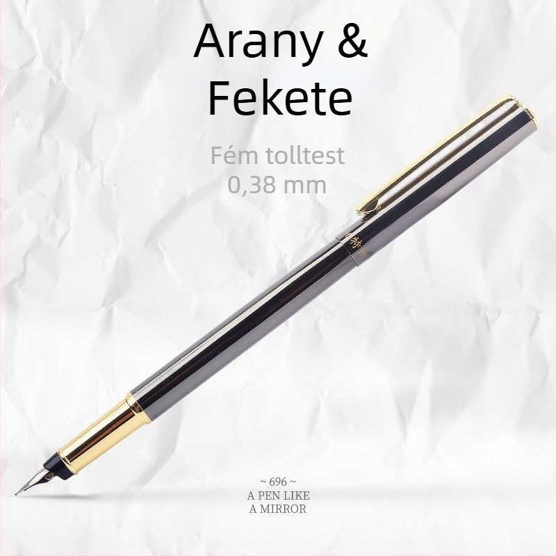 Fém töltőtoll retro dizájnnal, cserélhető tintazsák, finom hegy, irídium arany tollhegy