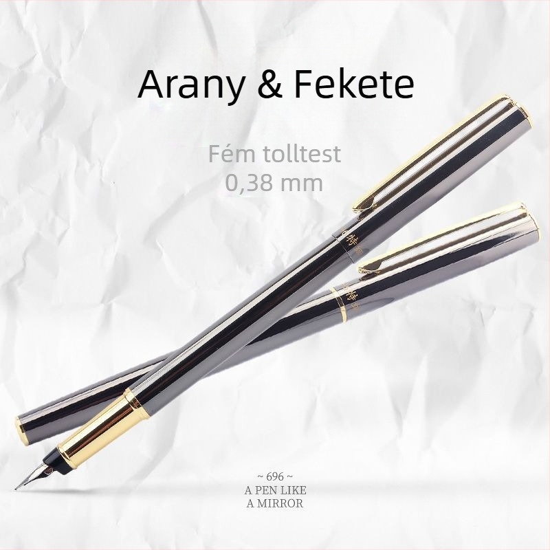Fém töltőtoll retro dizájnnal, cserélhető tintazsák, finom hegy, irídium arany tollhegy