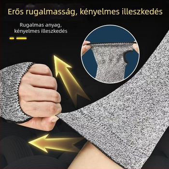 5-ös szintű vágásvédő karvédő ujjszárny – légáteresztő, kopásálló, karcolás és kés elleni védelem, HPPE/Nylon/Nitril/TPR