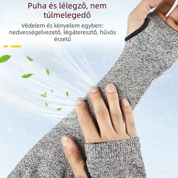 5-ös szintű vágásvédő karvédő ujjszárny – légáteresztő, kopásálló, karcolás és kés elleni védelem, HPPE/Nylon/Nitril/TPR