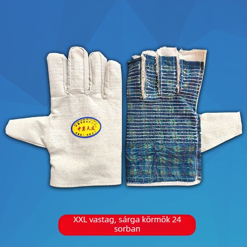 Huafeng vászonból készült hegesztő kesztyűk, kétszeres rétegű, teljesen bélelt, védelmi célra, 24 szálas varrás, Huafeng márka, súly 94
