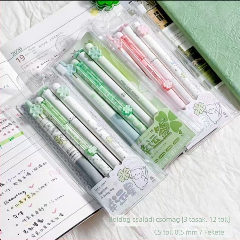 Semleges toll – Cuki Négylevelű Sorozat, PLA biológiailag lebomló burkolat, golyóstípusú hegye, műanyag tollhegy, kattintásos zárás, íráshoz és aláíráshoz