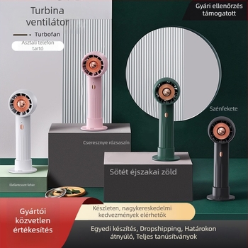 Kézben tartható lapát nélküli ventilátor beépített 1200–2000 mAh akkumulátorral, USB töltés, 3 sebesség, működési idő 1–3 óra
