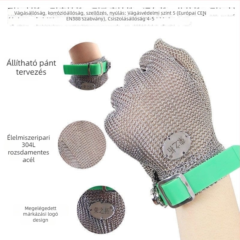 Vágásvédő kesztyű, 5. szintű vágásállósággal, fémek kezeléséhez, láncfűrész használatához, hentesüzemben és faragáshoz