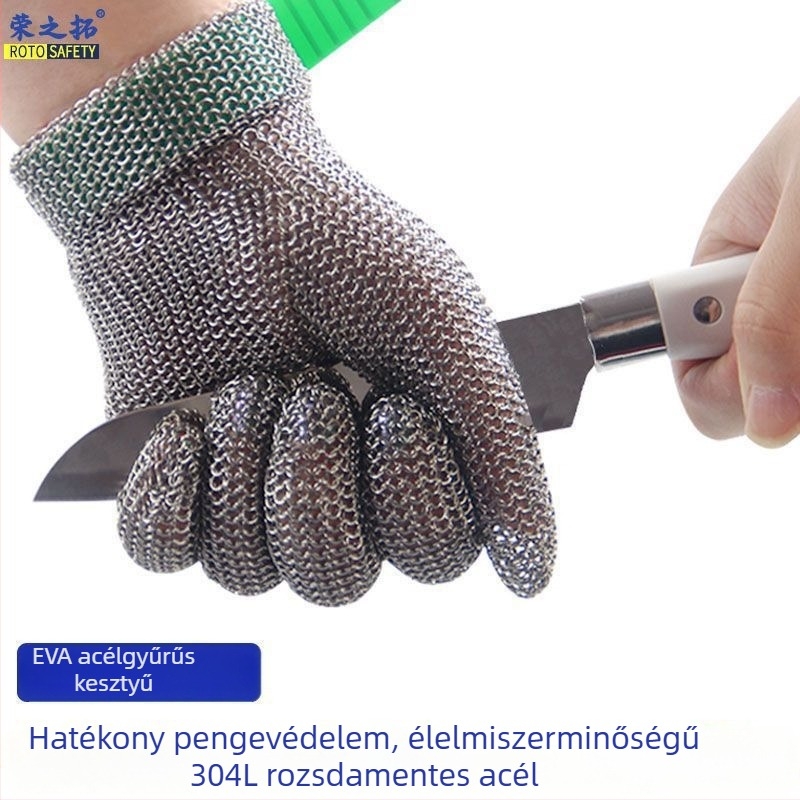 Vágásvédő kesztyű, 5. szintű vágásállósággal, fémek kezeléséhez, láncfűrész használatához, hentesüzemben és faragáshoz