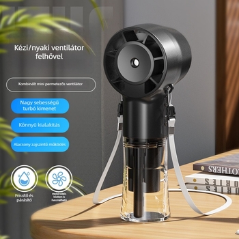 F10 Kézben tartható permetező ventilátor, USB-töltés, 1000–1200 mAh akkumulátor, 3 sebességfokozat, 6+ lapát, permetező funkció