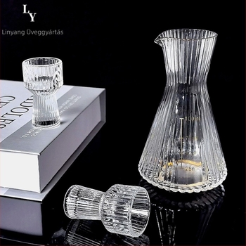 Bor készlet üveg dekantőrrel és poharakkal, peremmel, kínai stílusú, modern minimalista dizájn, Luxury Meow márka, nyomtatott logó, prémium minőség, 2021 nyara