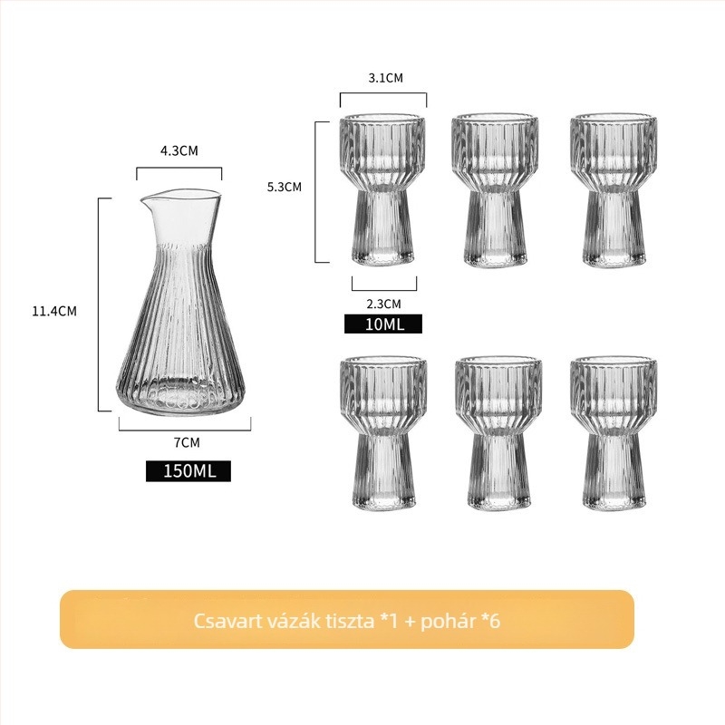 Bor készlet üveg dekantőrrel és poharakkal, peremmel, kínai stílusú, modern minimalista dizájn, Luxury Meow márka, nyomtatott logó, prémium minőség, 2021 nyara