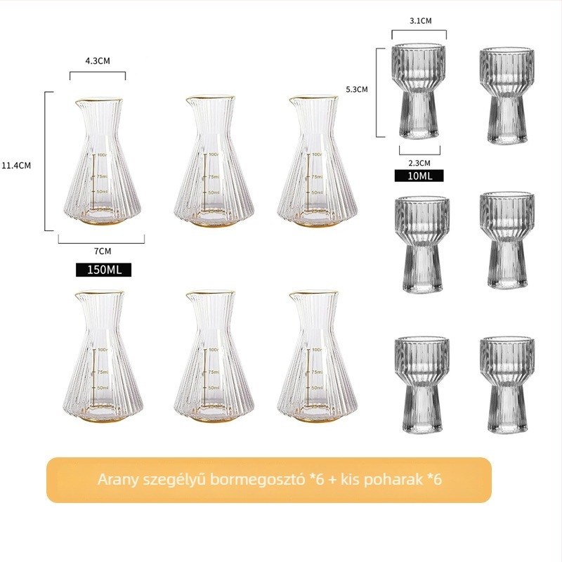 Bor készlet üveg dekantőrrel és poharakkal, peremmel, kínai stílusú, modern minimalista dizájn, Luxury Meow márka, nyomtatott logó, prémium minőség, 2021 nyara