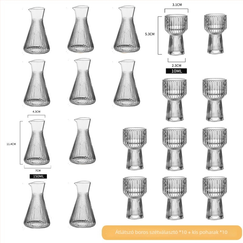 Bor készlet üveg dekantőrrel és poharakkal, peremmel, kínai stílusú, modern minimalista dizájn, Luxury Meow márka, nyomtatott logó, prémium minőség, 2021 nyara