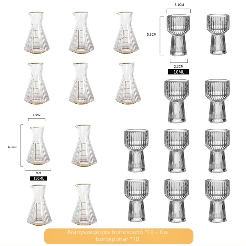 Bor készlet üveg dekantőrrel és poharakkal, peremmel, kínai stílusú, modern minimalista dizájn, Luxury Meow márka, nyomtatott logó, prémium minőség, 2021 nyara