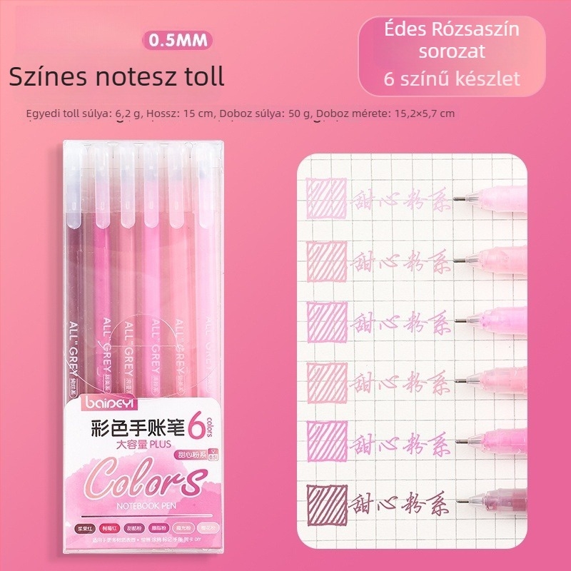 Akril kiemelő toll gyerekeknek, általános iskolások számára, műanyag tokozás, 6 db csomagolás, egyfejű, nem törölhető