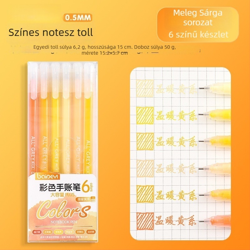 Akril kiemelő toll gyerekeknek, általános iskolások számára, műanyag tokozás, 6 db csomagolás, egyfejű, nem törölhető