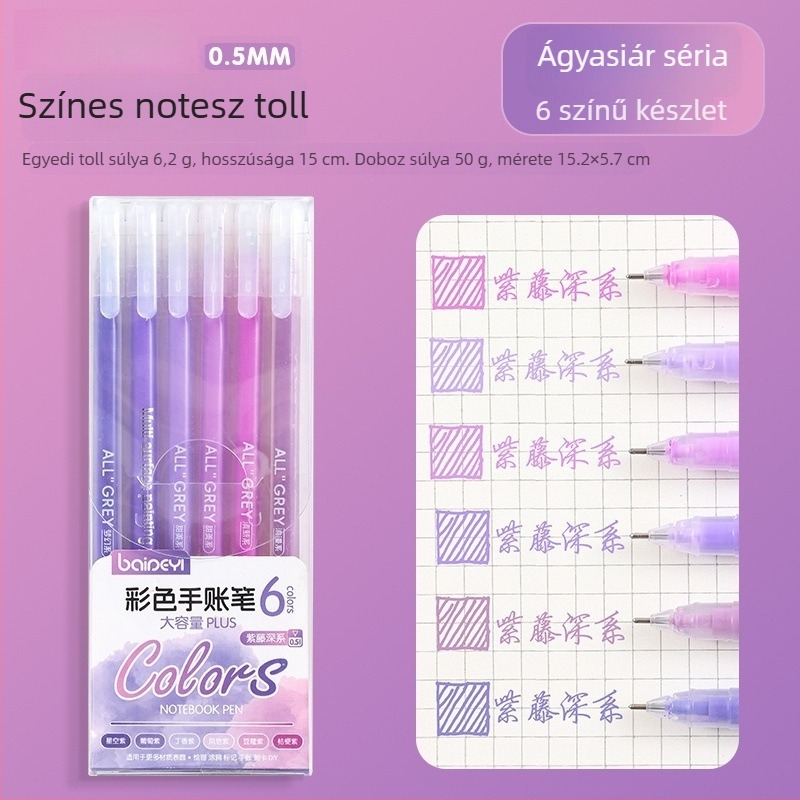 Akril kiemelő toll gyerekeknek, általános iskolások számára, műanyag tokozás, 6 db csomagolás, egyfejű, nem törölhető