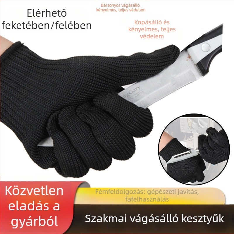 Vágás elleni kesztyűk, megerősített változat, 5. szintű védelem, polietilén rost, gyári használatra